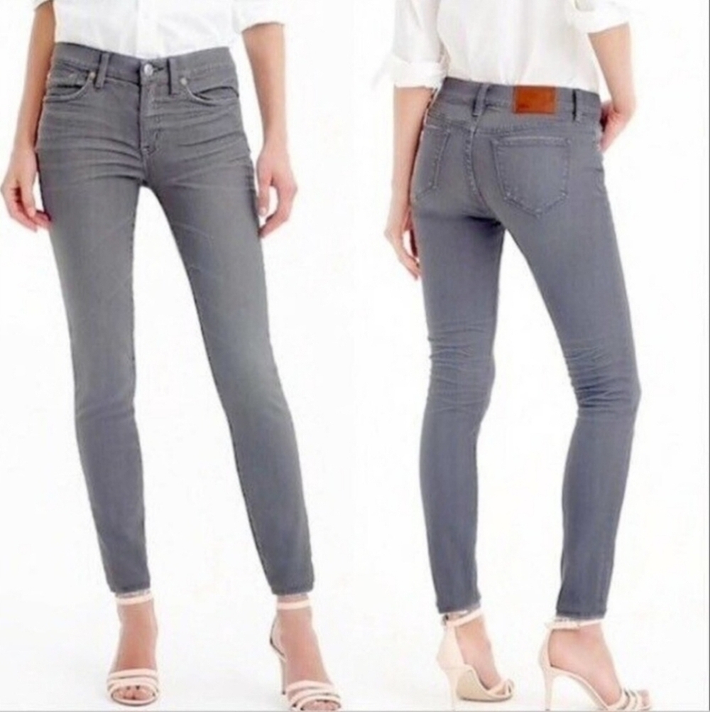 J. Crew Midrise Women's Denim Toothpick Ankle Jean Grey Sz. 32x27